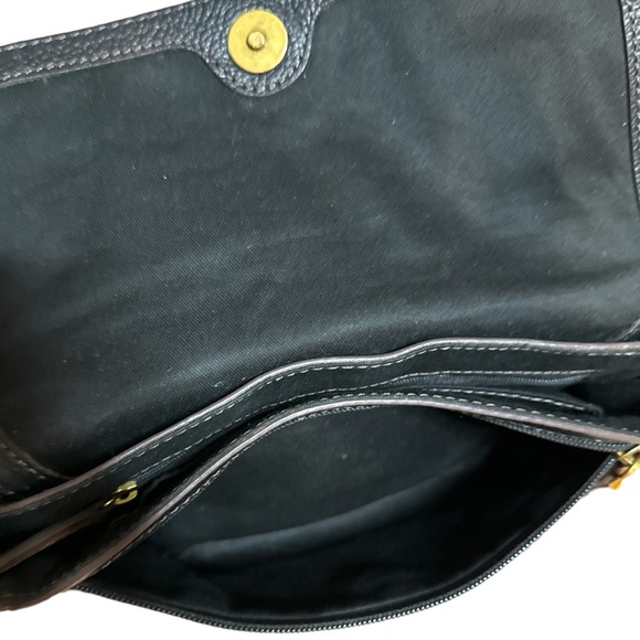 Fossil Cowhide Crossbody or Shoulder Black Pebble Stone with Brown Accents - Picture 10 of 13